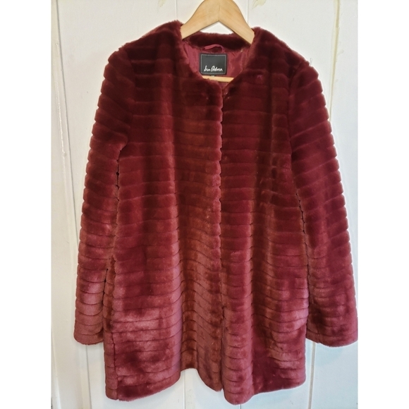 Sam Edelman Burgundy Janet Faux Fur Coat - Picture 3 of 10